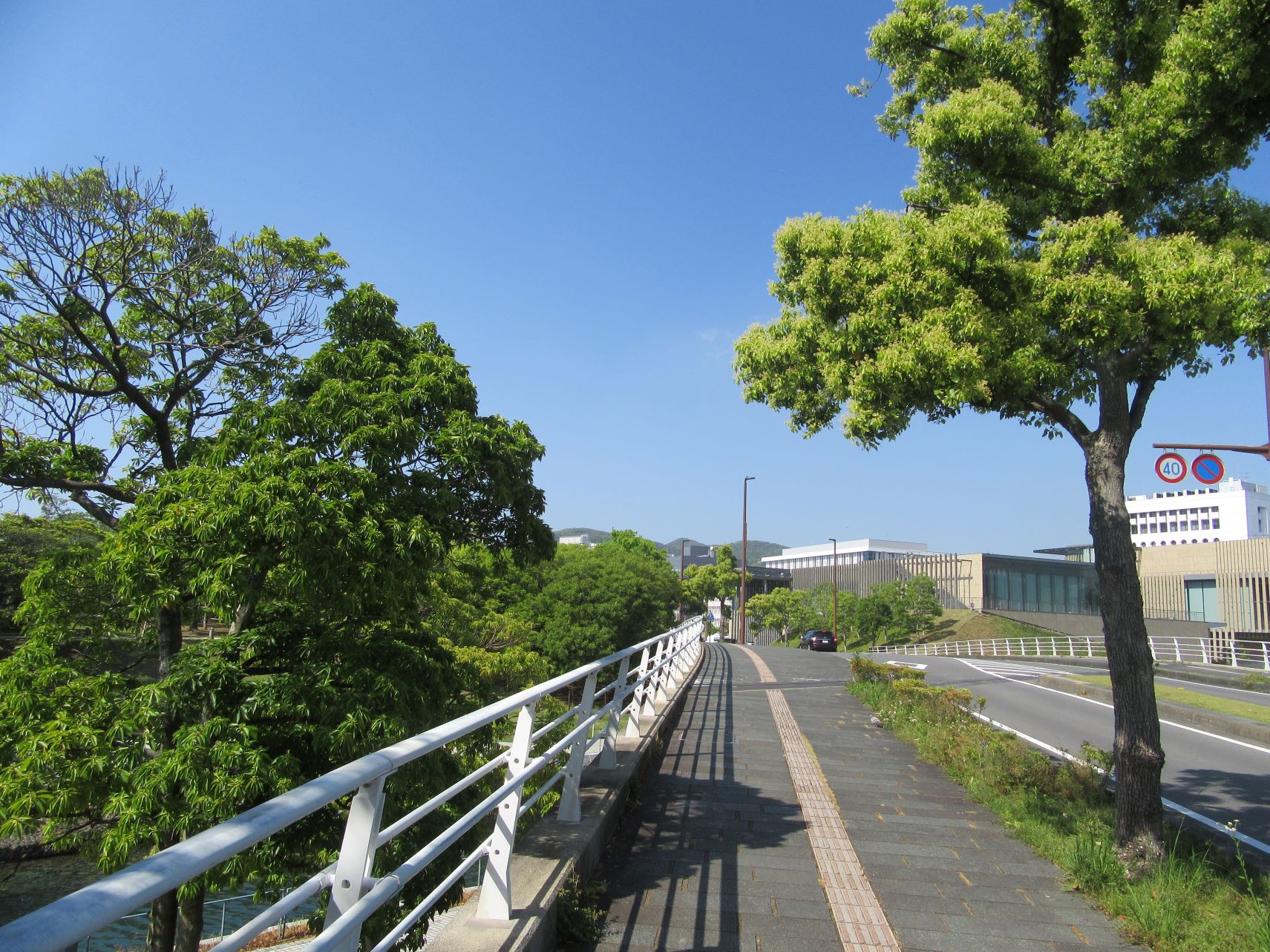 長崎県長崎市・水辺の森公園から長崎県美術館へ向かう道。