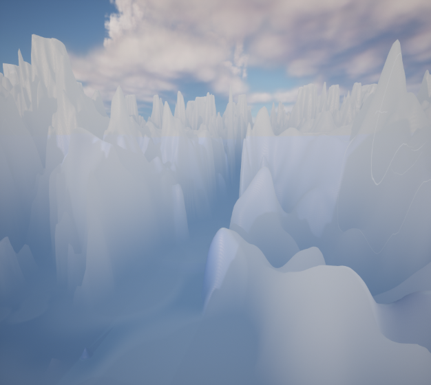 Unreal Engineで作成した、南極のような地形。