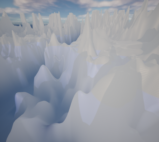 Unreal Engineで作成した、南極のような地形。