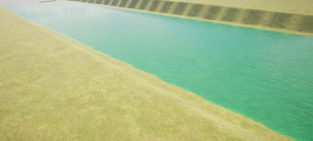 Unreal Engine5で作成した、流れる川。