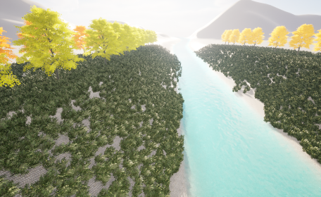 Unreal Engineで作った、自然豊かな地形。
