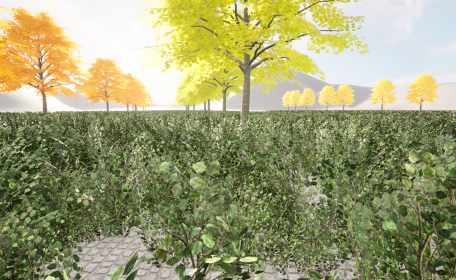 Unreal Engineで作った、草木豊かな地形。