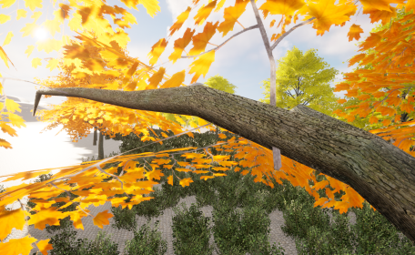 Unreal Engineで作った、黄色の葉がある楓の木。