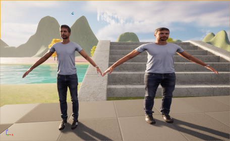 Unreal Engine5で作成した、体型が異なる2人の男性。