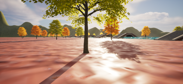 Unreal Engine5で作成した、様々な木々がある公園。。