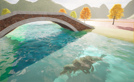 Unreal Engine5で作成した、川底にいる何か。