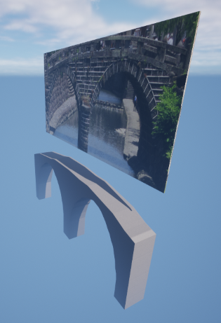 Unreal Engine 5で再現を製作途中の、長崎市の眼鏡橋。