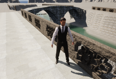 Unreal Engineで製作途中の、長崎市にある眼鏡橋の再現。
