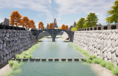 Unreal Engine5で再現した、長崎市の眼鏡橋。