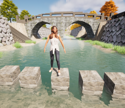 Unreal Engine5で制作中の、長崎市の眼鏡橋。