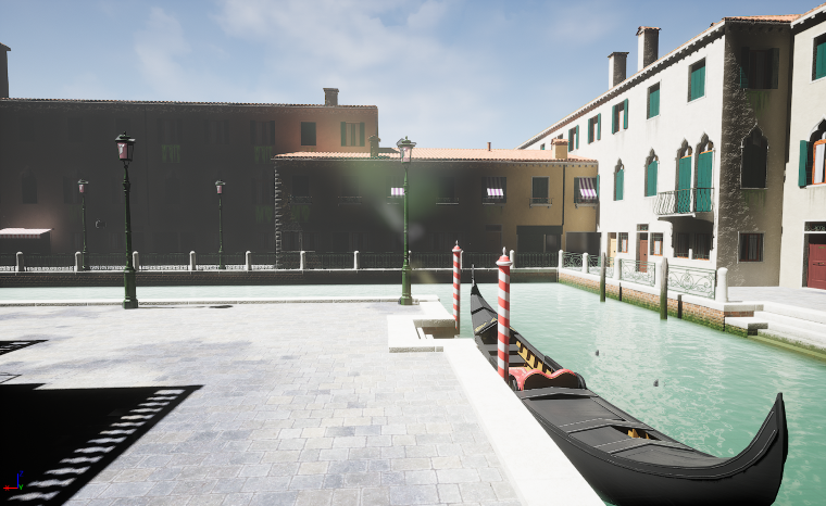 Unreal Engineで再現した、ヴェネツィアのゴンドラ。