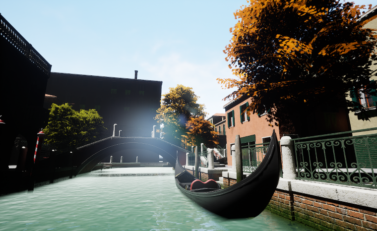 Unreal Engineで再現した、ヴェネツィアの街並み。