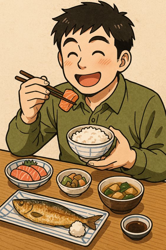 ChatGPTで生成した男性が和食を画像