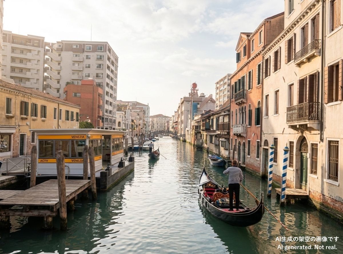 長崎市の大浦天主堂電停付近の風景をイタリアの「水の都」ヴェネツィア風に。