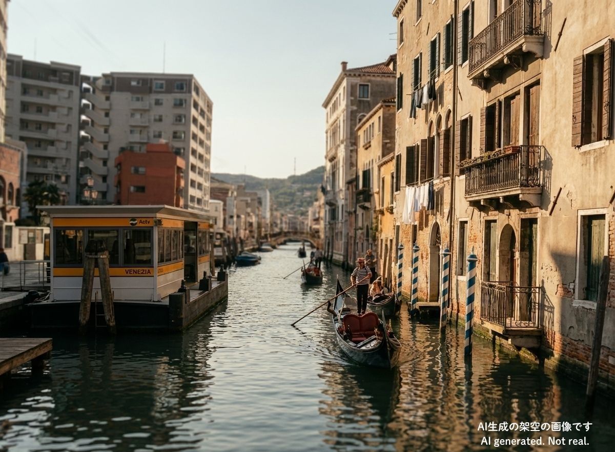 長崎市の大浦天主堂電停付近の風景をイタリアの「水の都」ヴェネツィア風に。